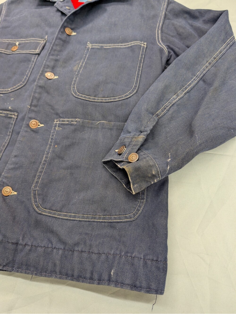 Sears Denim Chore Jacket Small Corduroy Collar Blanket Lined - Picture 4 of 11